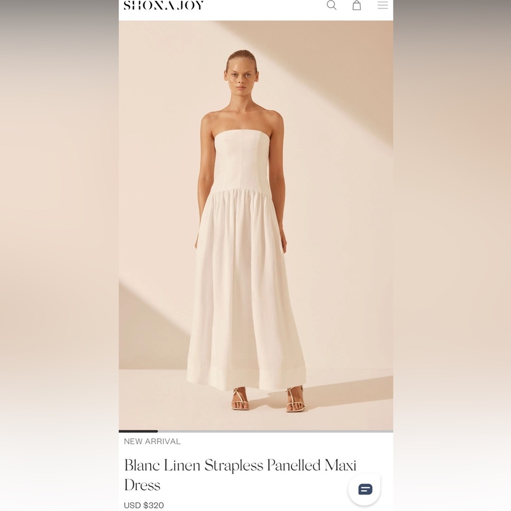 Shona Joy Blanc Linen Strapless Midi Dress